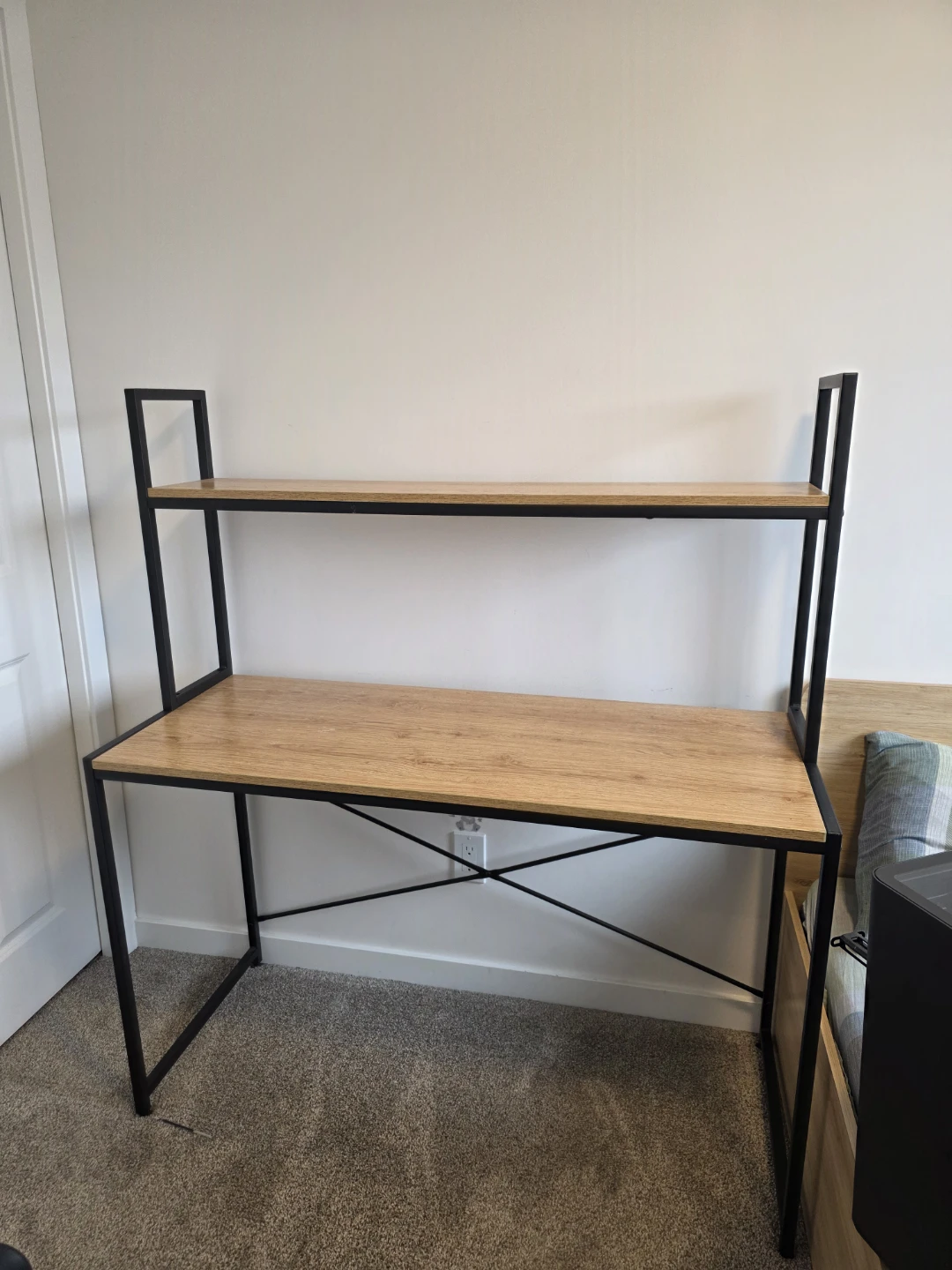Industrial style computer desk with shelf