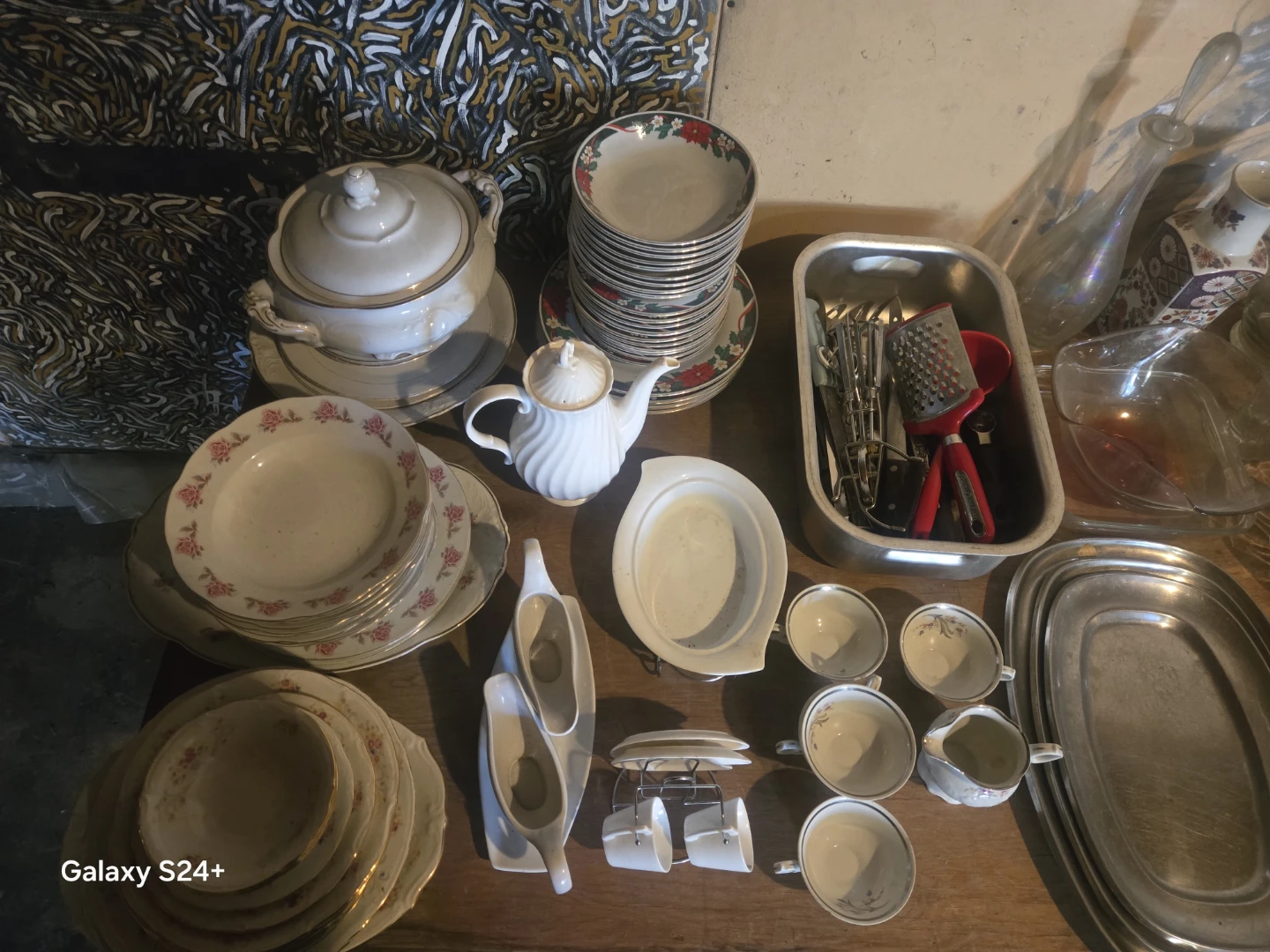 Large Vintage Floral Dinnerware Set