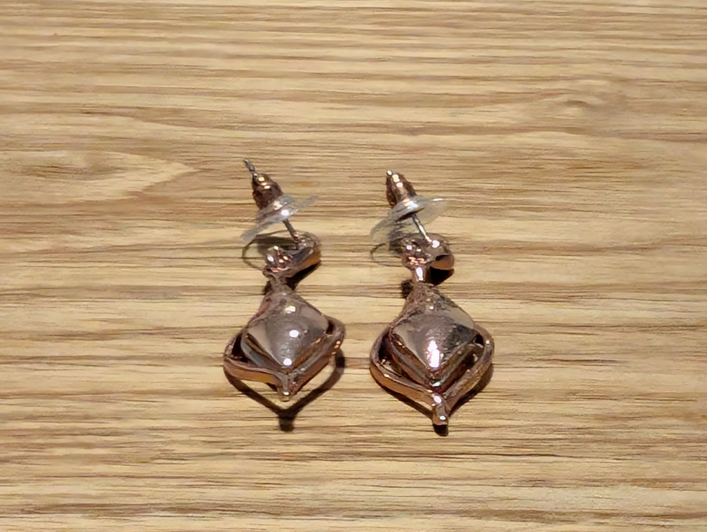 NEW: Rose Gold Earrings with Peach Crystals - photo 2