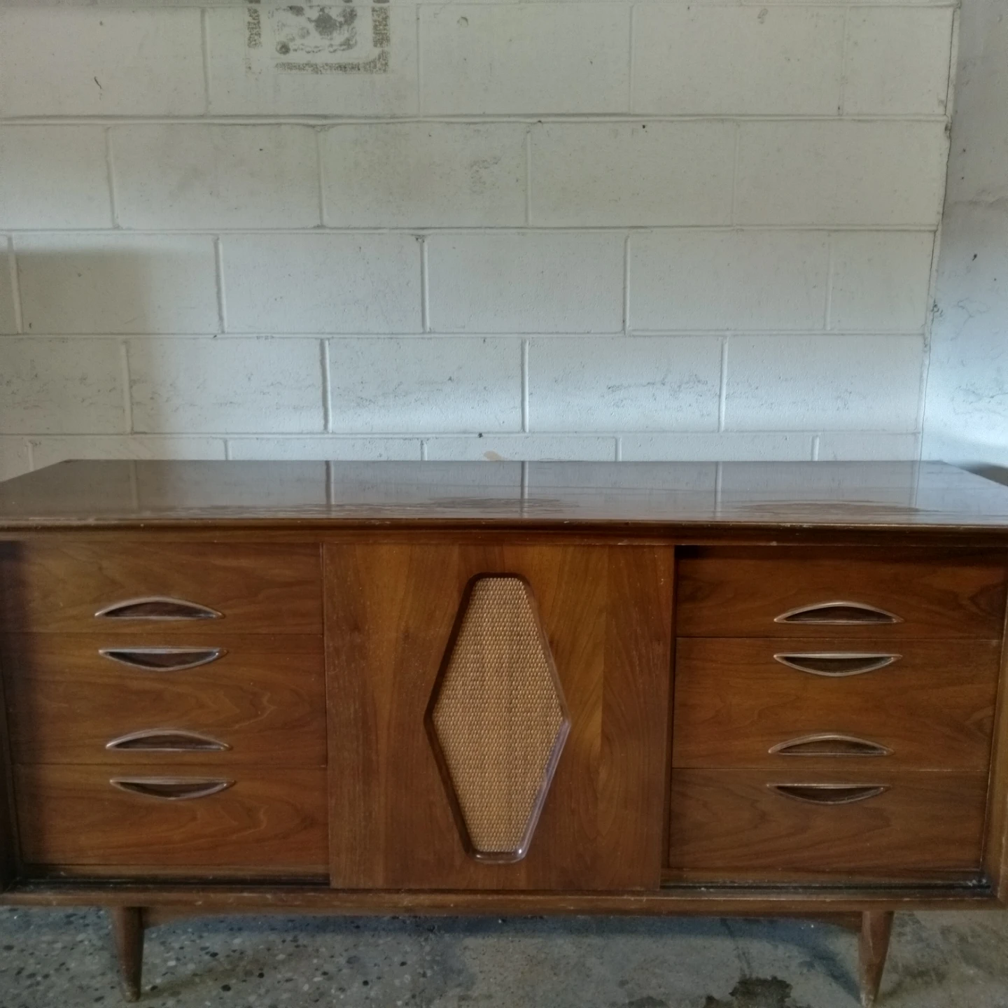 Mid century dresser solid wood glass top
