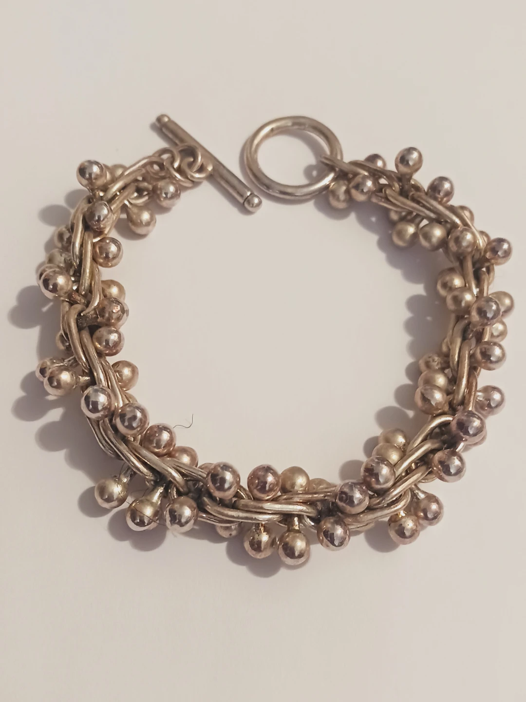 Gorgeous Cluster Bead Toggle 925 Clasp Bracelet