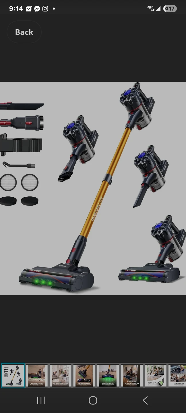 Cordless Vacuum Cleaner, 45KPa 450W 55Min for Pet Hair & Carpet