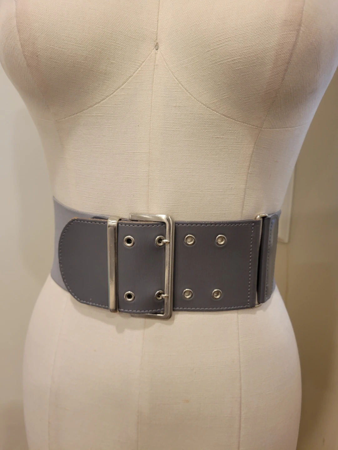 Grey Wide Elastic Waist Belt