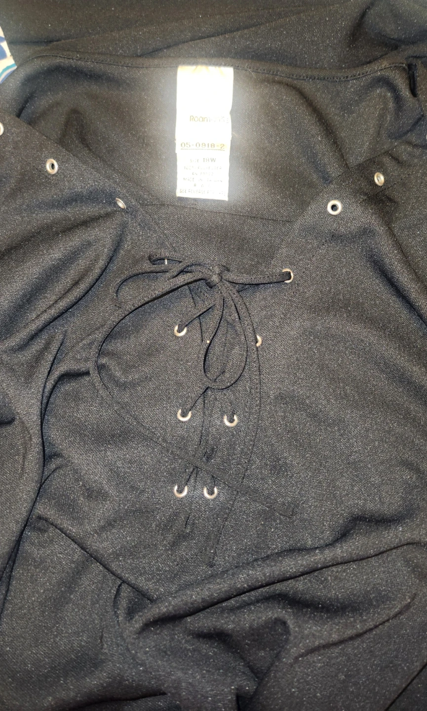 Roaman's Black Long Sleeve Lace-Up Top - photo 4