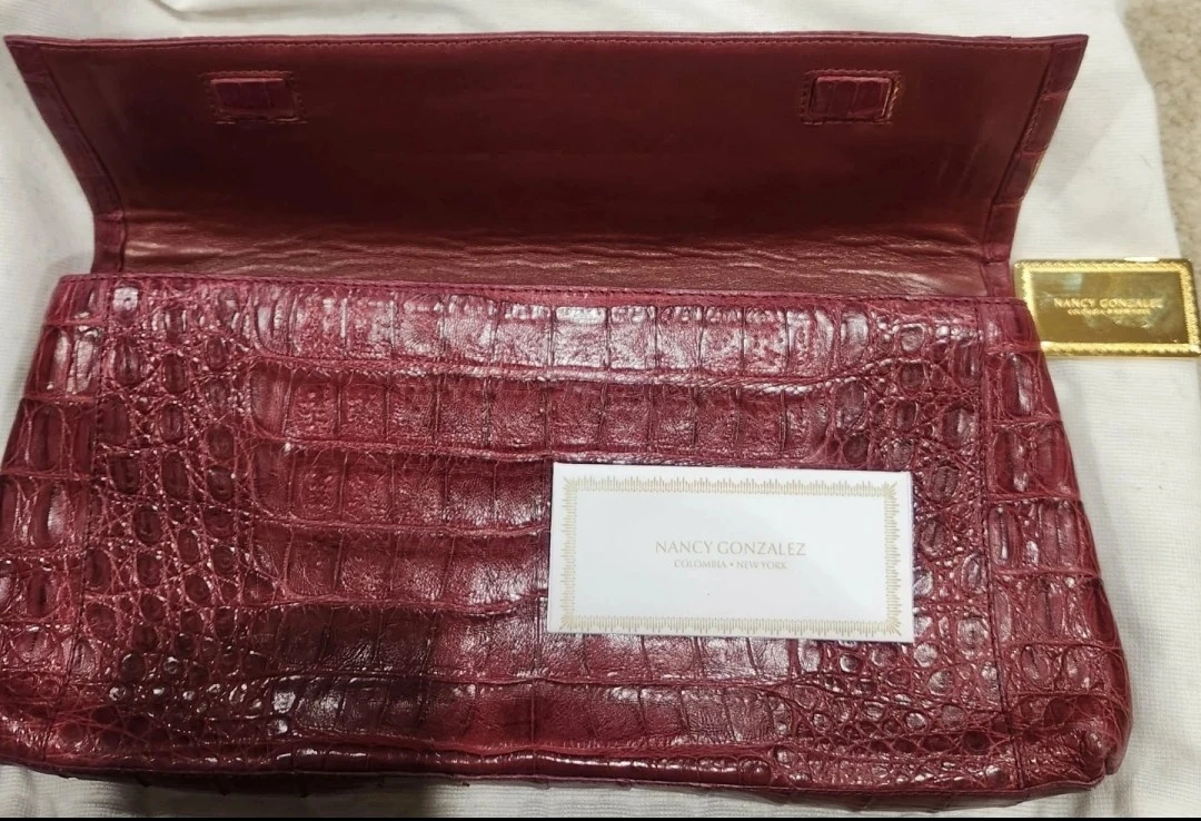 Nancy Gonzalez Maroon Crocodile Clutch - photo 4