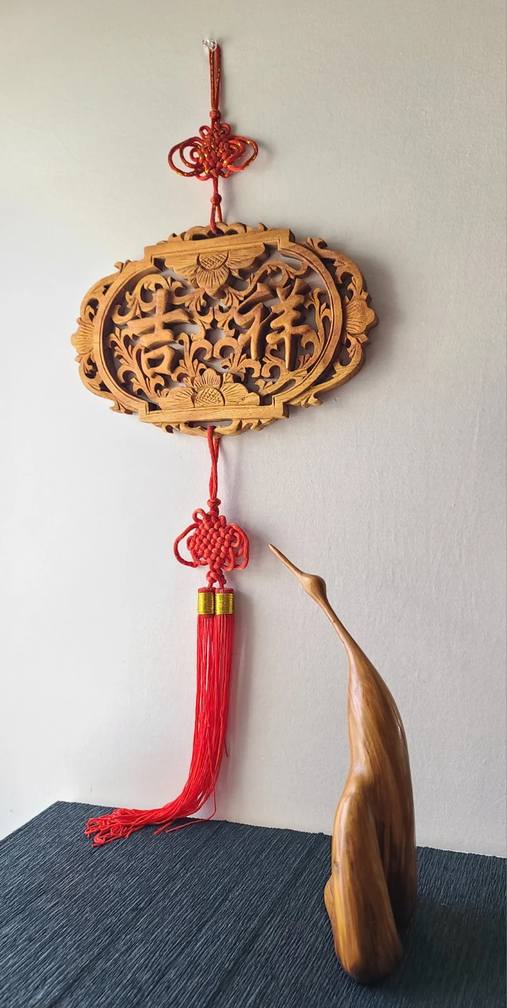 Vintage Hand-Carved Wood Oriental Zen Decor Set