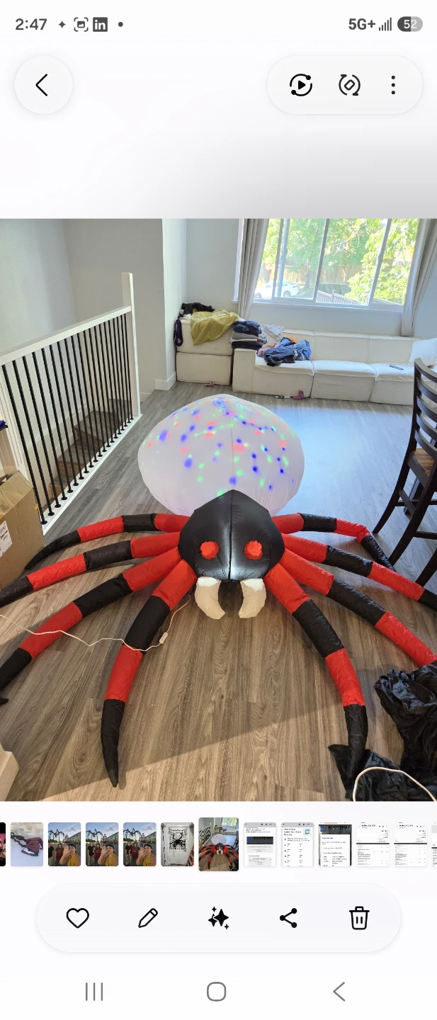 Large  8 ft Light-Up Inflatable Halloween Spider Decoration - photo 2