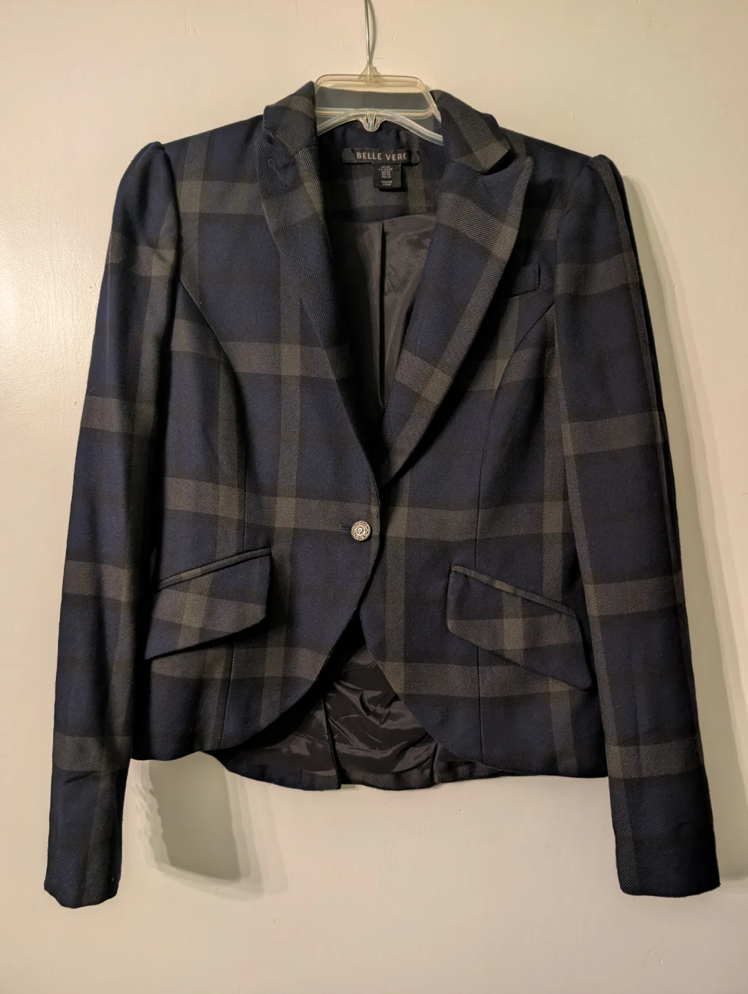 Belle Vere Tailored Plaid Tartan Blazer Jacket