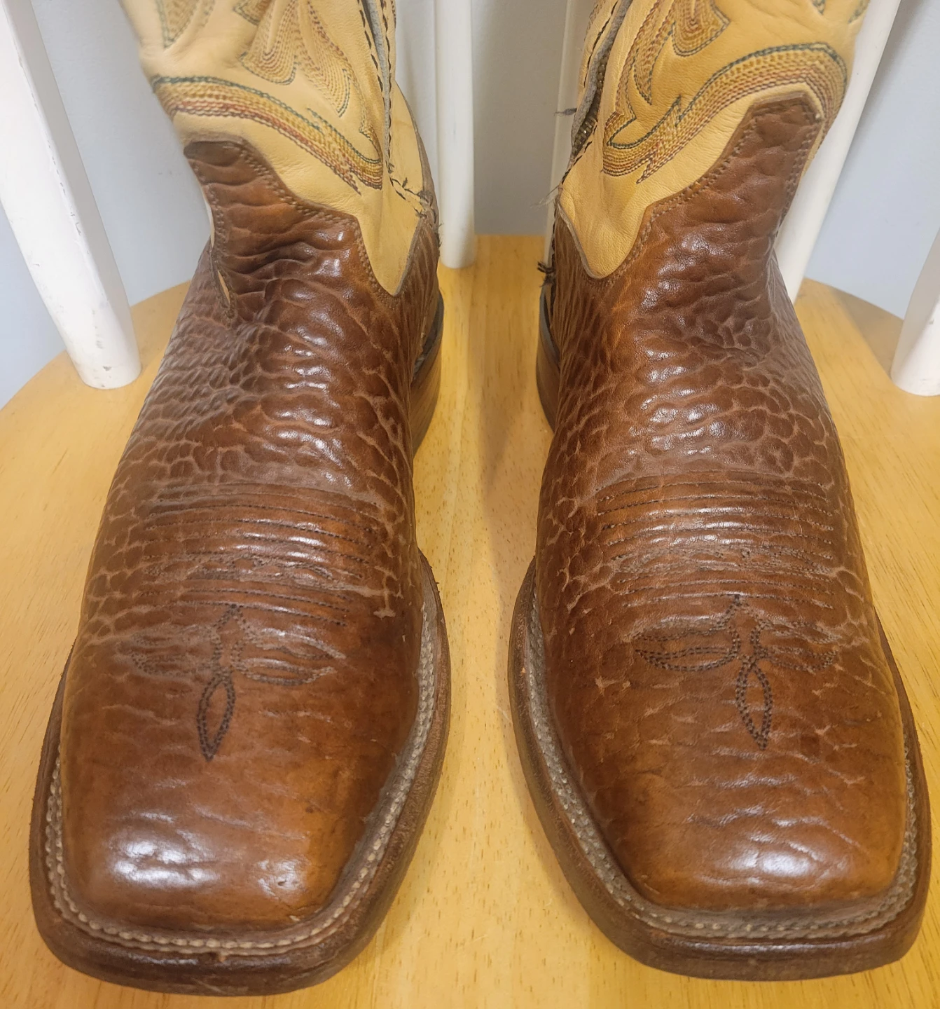 Justin Vintage Brown Zipper Square Toe Mens Western Boots 9.5 D - photo 4
