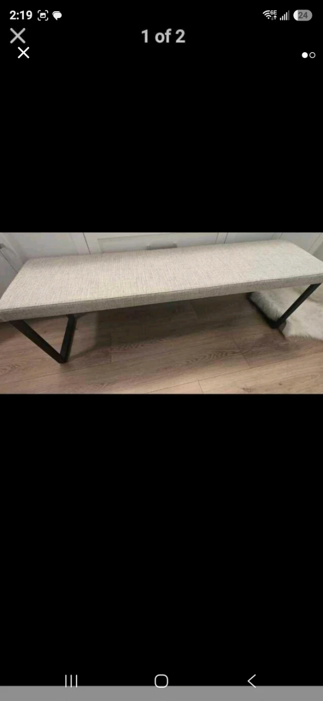 Upholstered Entryway Bench with Black Metal Legs