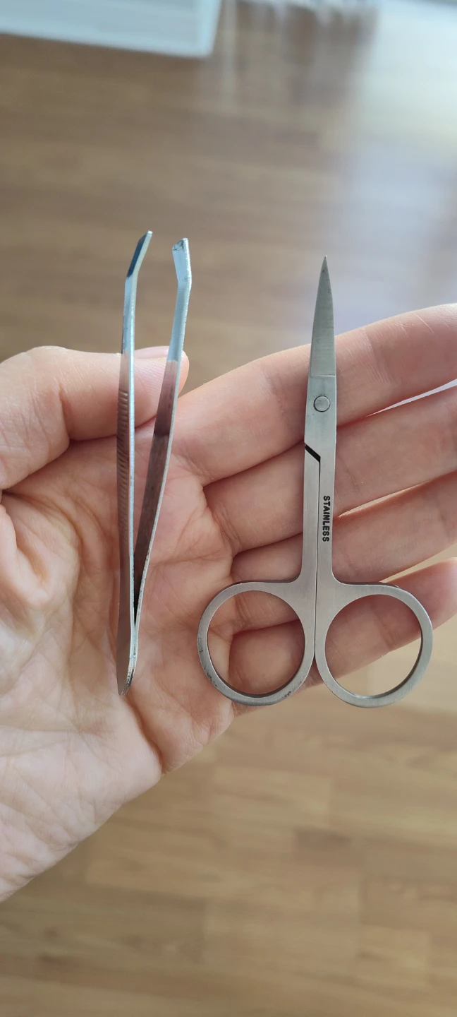 Stainless Steel Grooming Scissors and Tweezers Set