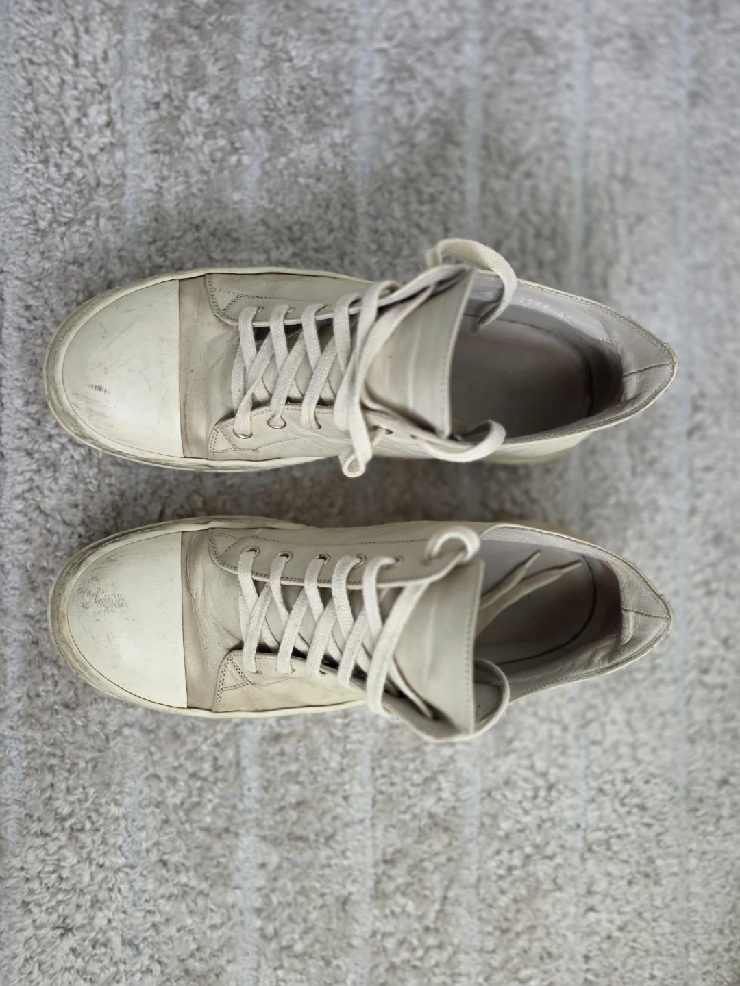 Rick Owens Pearl Leather Low Sneakers Size 43