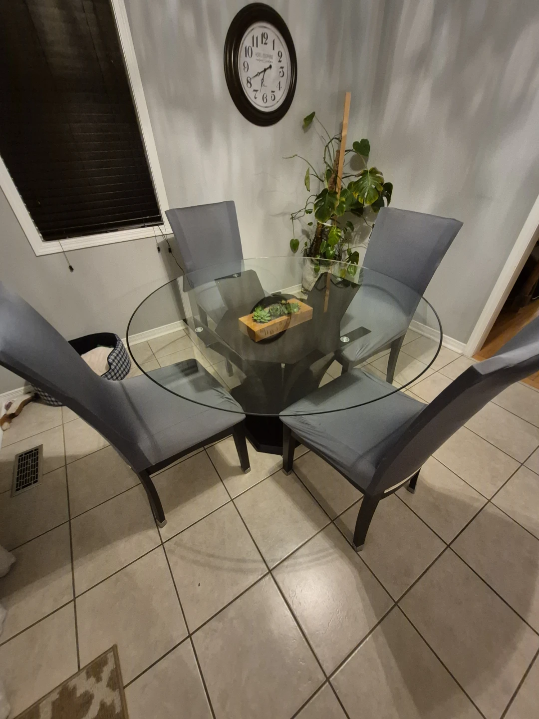 Glass Dining Table with 4 Chairs