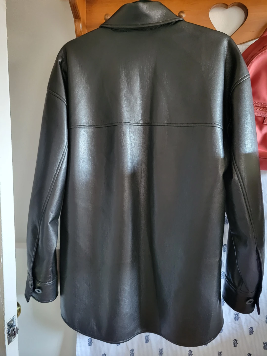 Babaton Vegan Leather Shirt Jacket - Black - Size S - photo 2