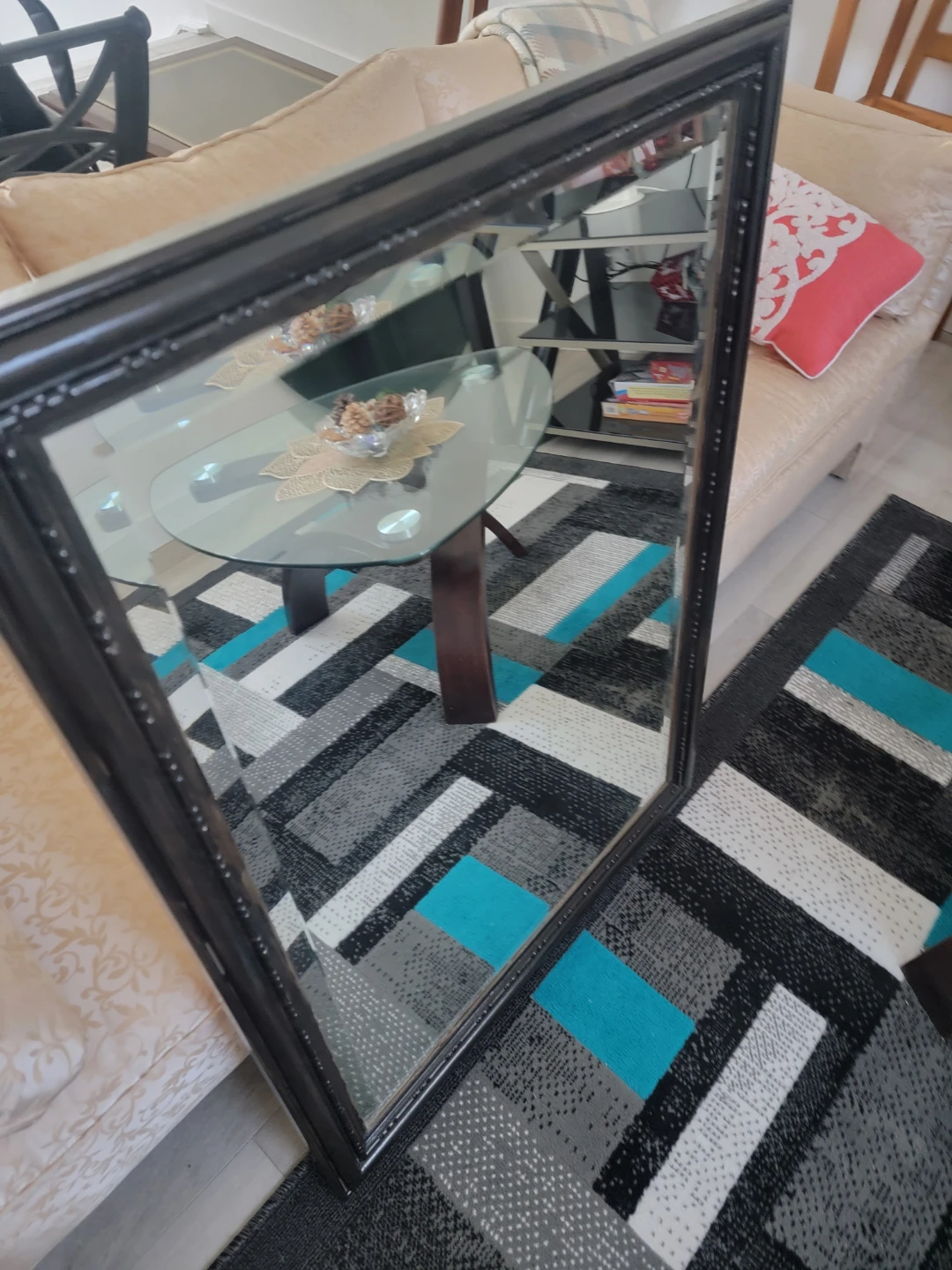 Large black wall mirror