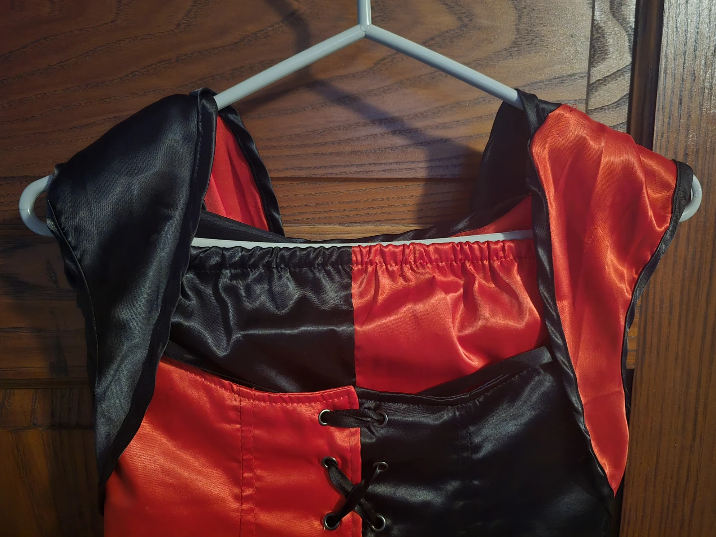 Harley Quinn Red and Black Satin Dress with Hooded Vest - photo 2