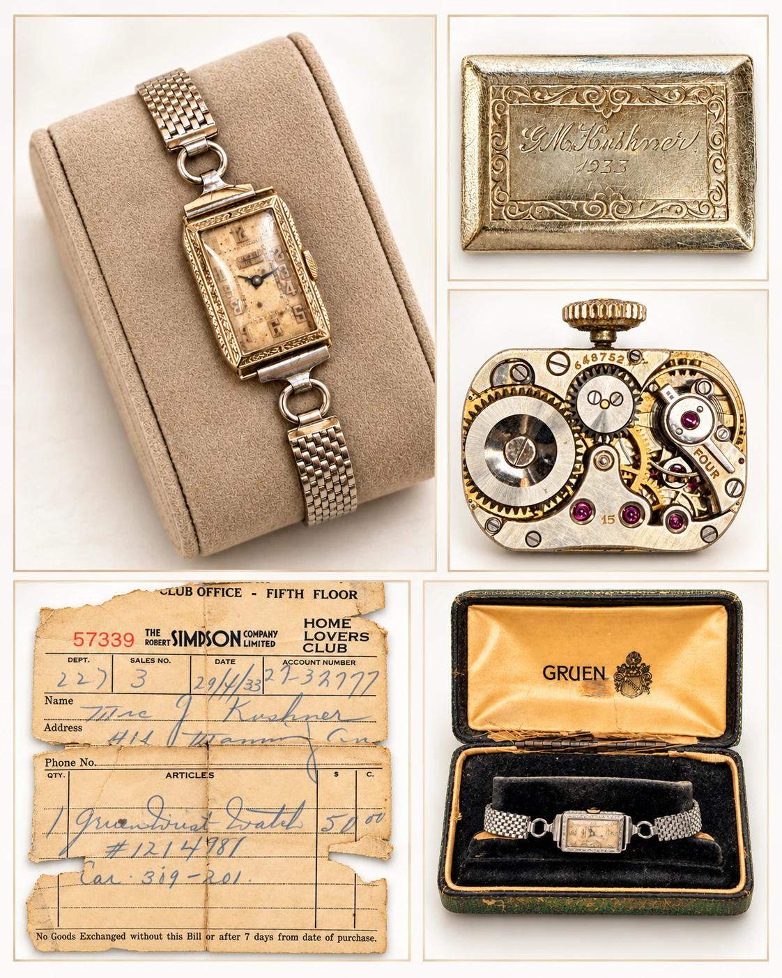 1933 Gruen Precision 14K White Gold Watch | Box & Receipt