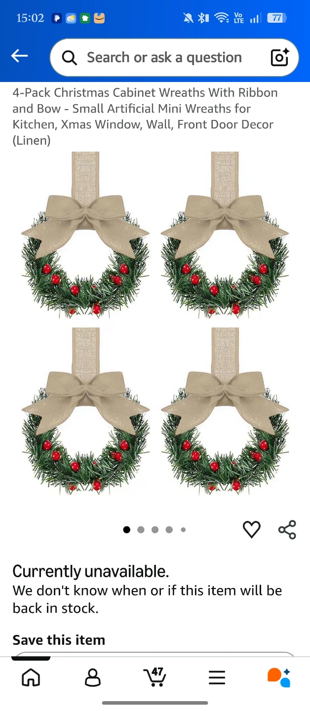 4-Pack Christmas Cabinet Wreaths - photo 2