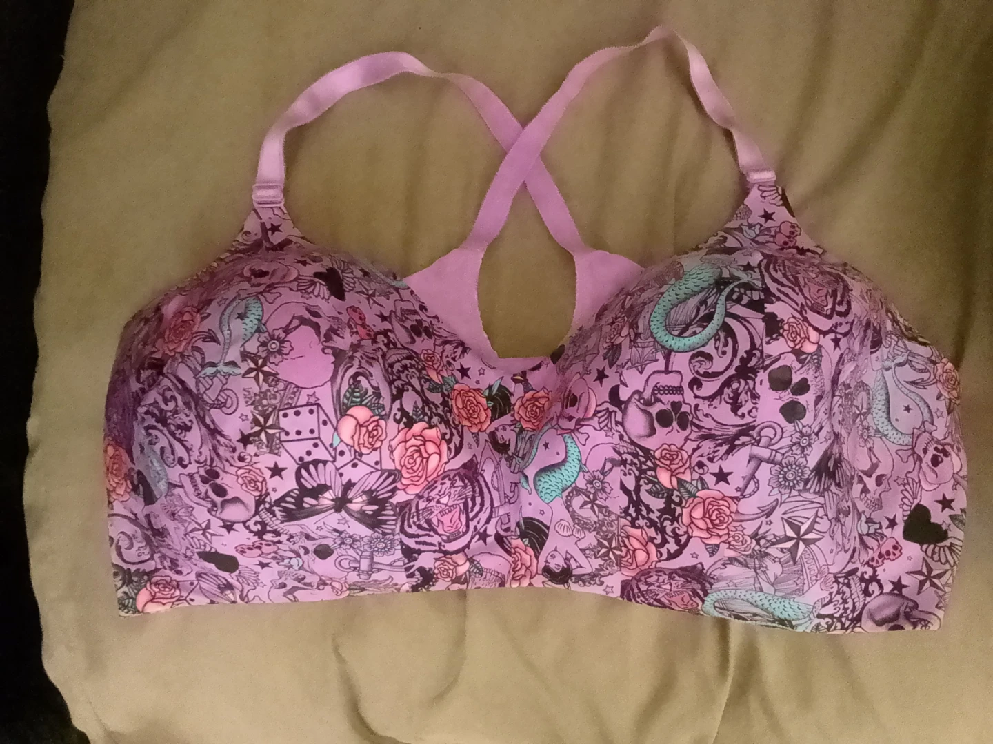 44DDD Pink Tattoo Print Bra / 44DD Purple Bra