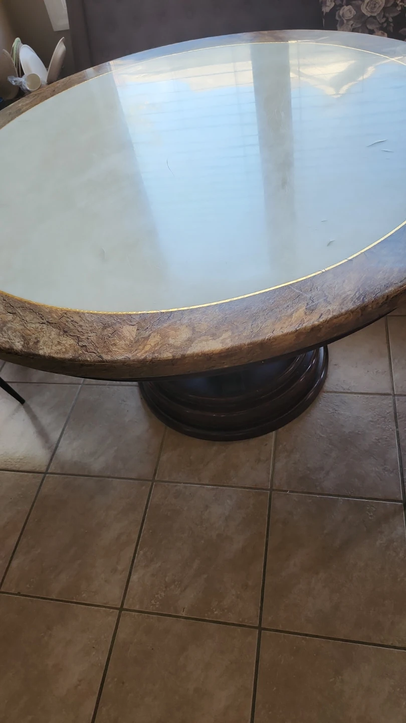 Oval Faux Marble Dining Table