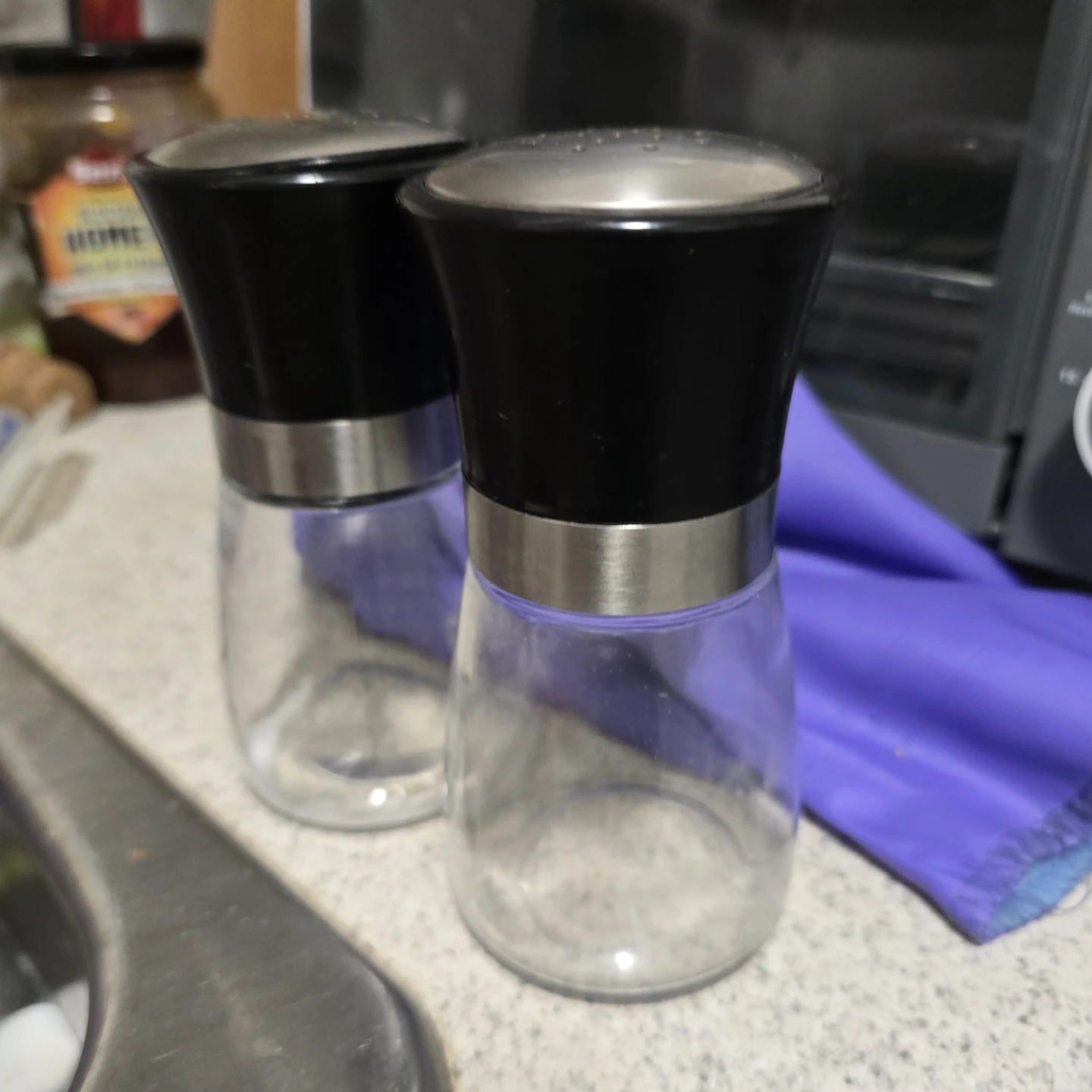 Set of Two Glass Salt and Pepper Shakers