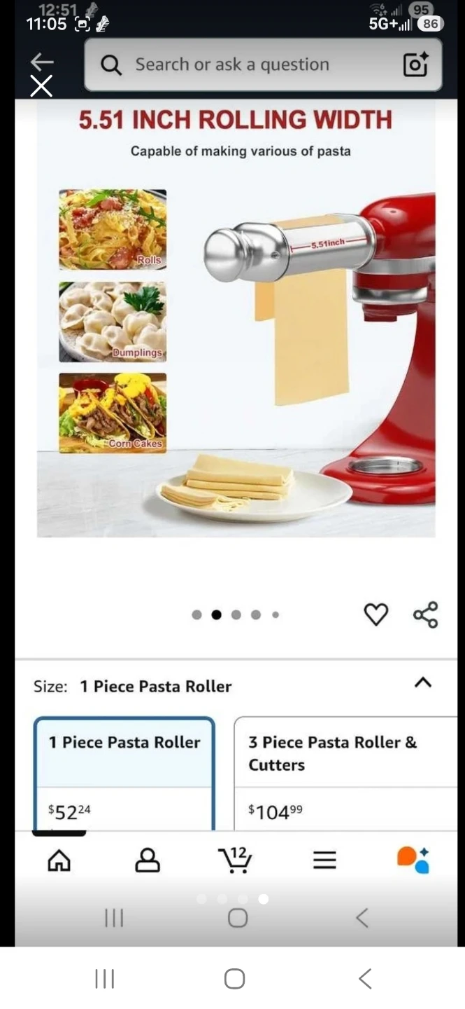 Zacme Pasta Roller Attachment for Stand Mixer
