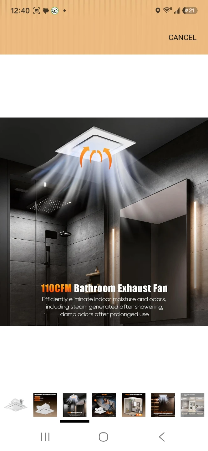 Orsong 110CFM Bathroom Exhaust Fan - photo 4