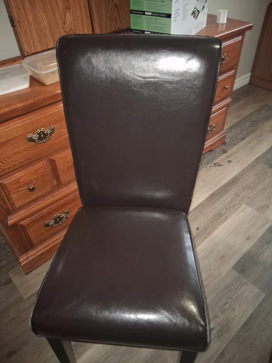 Dark Brown Faux Leather Dining Chair