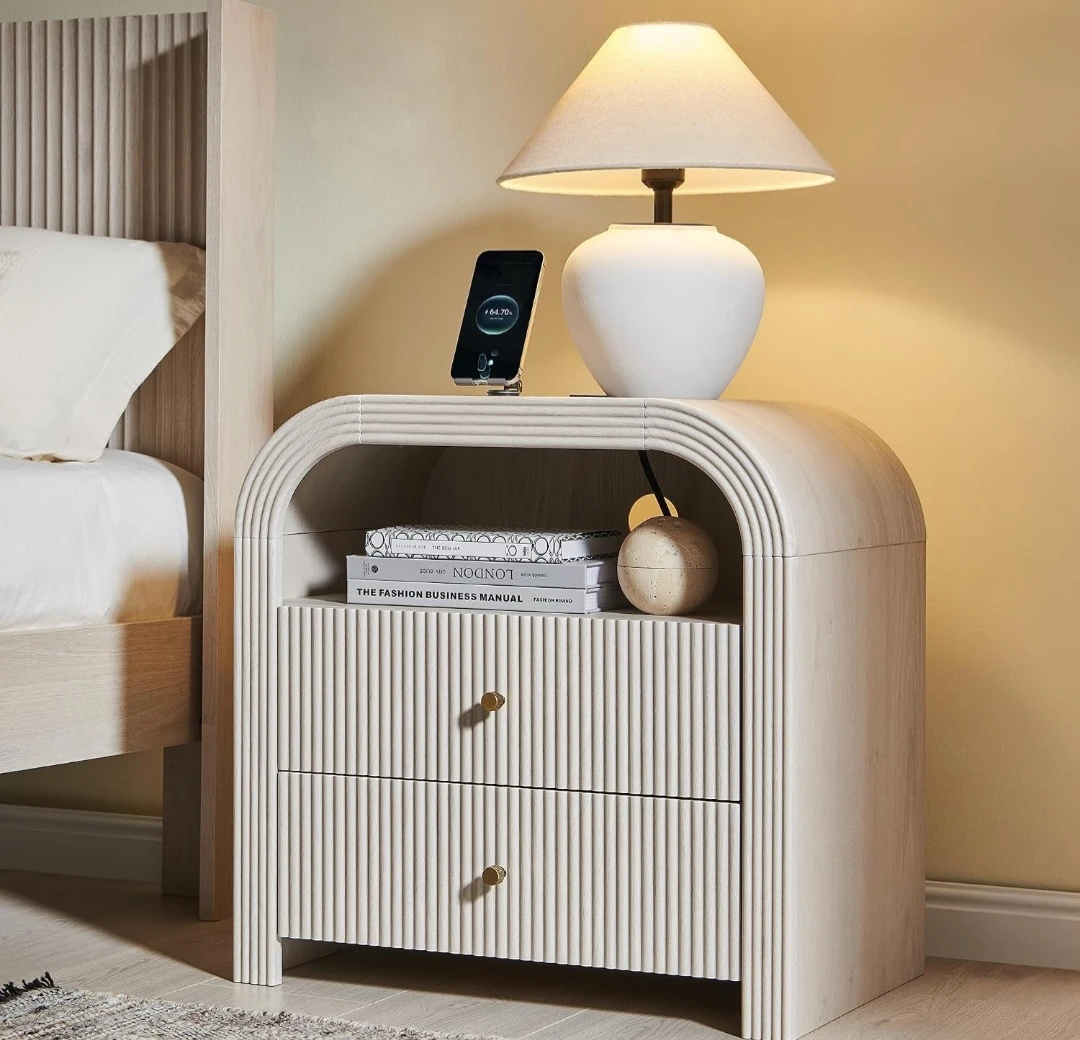 Round Corner Collection Side Table White Alder