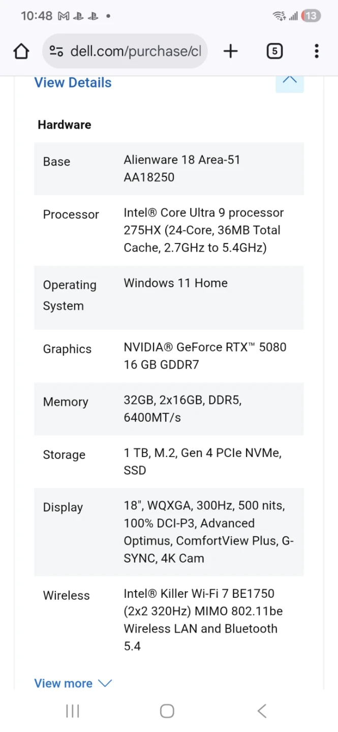 Alienware 18inch RTX 5080 300hzDisplay 32gb Ram - photo 5