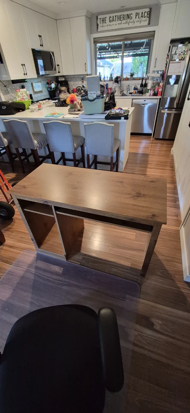 Wooden computer desk with keyboard tray - photo 2