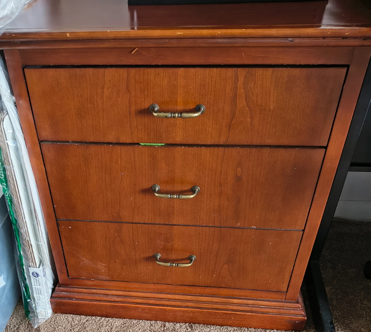 Three-Drawer Wooden Nightstand