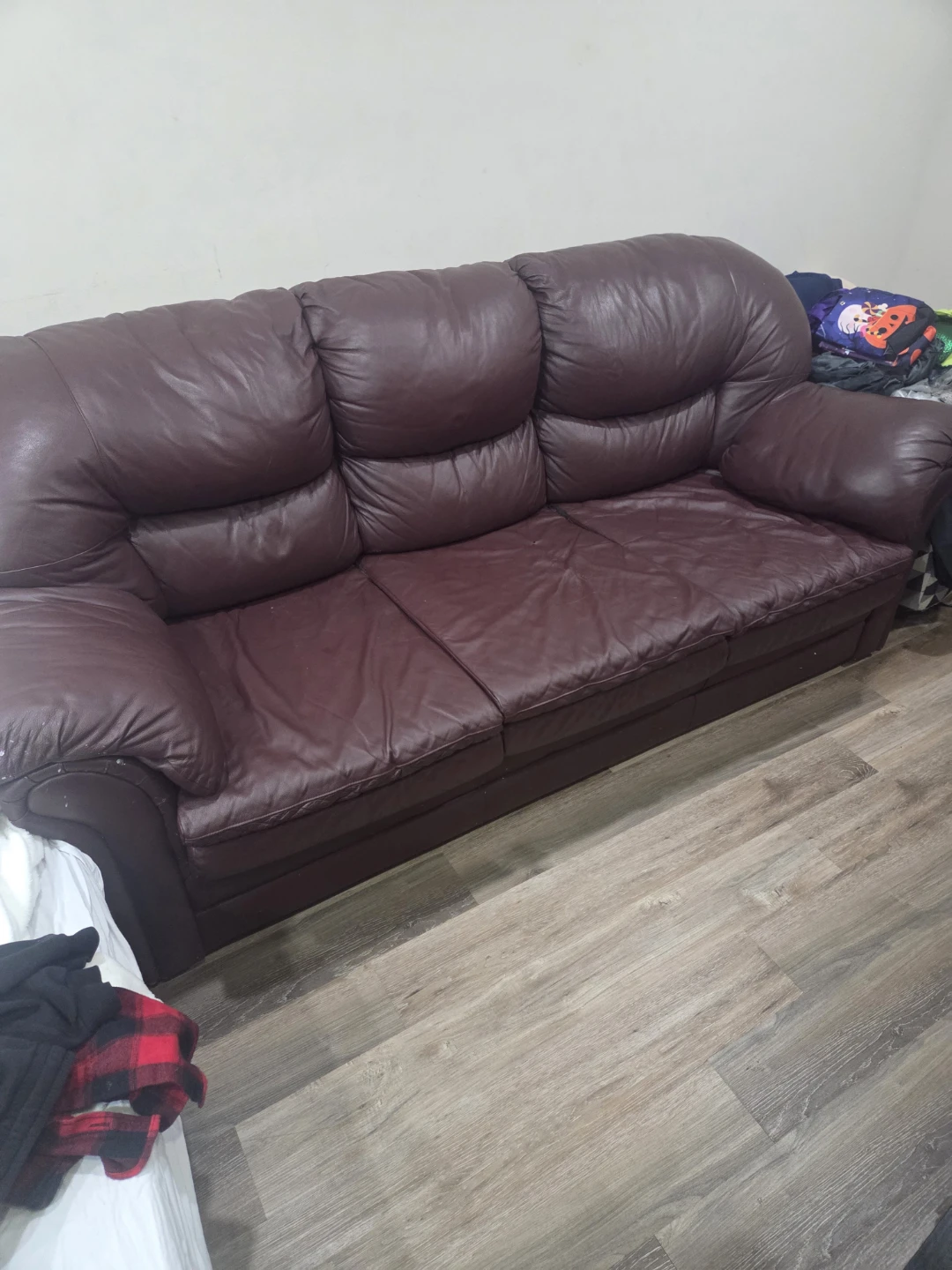 Dark Brown Leather Three-Seater Sofa