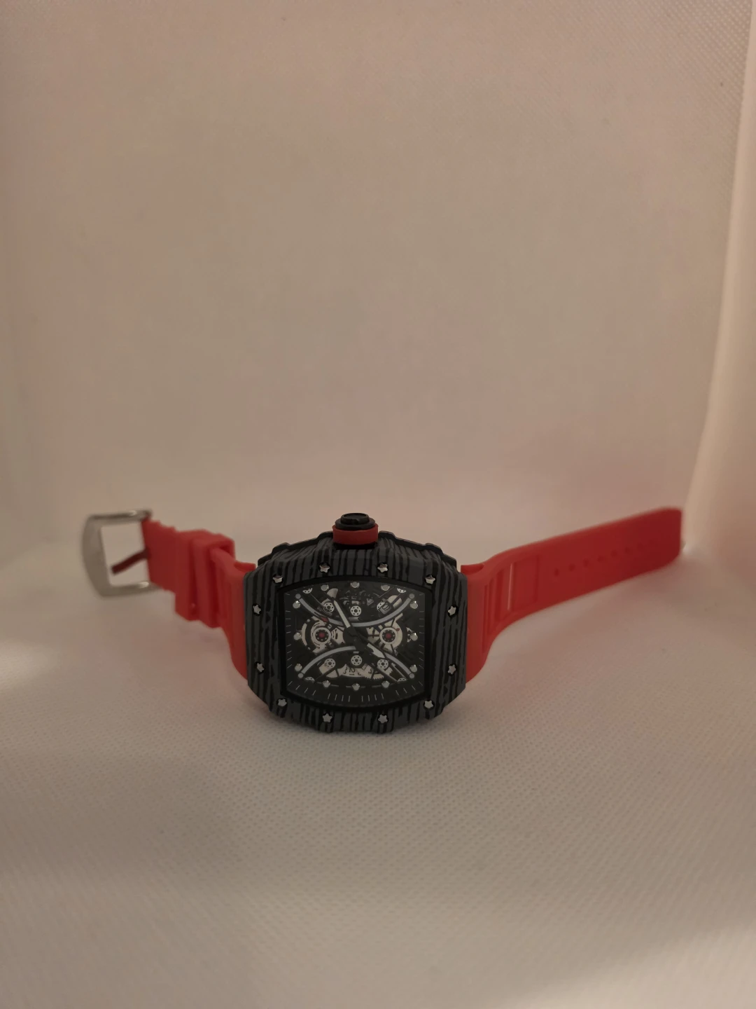 Red Strap With Black Case RM Style Skeleton Watch - photo 2