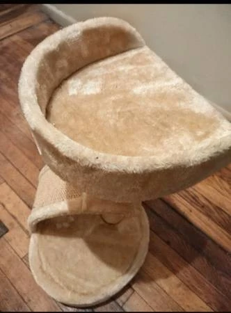 Beige Cat Perch with Scratching Post