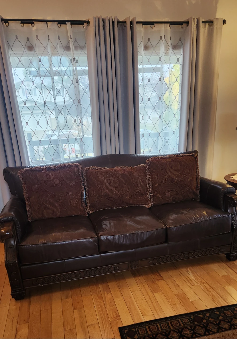 3 pcs Dark brown leather sofa and two loveseat set - photo 2