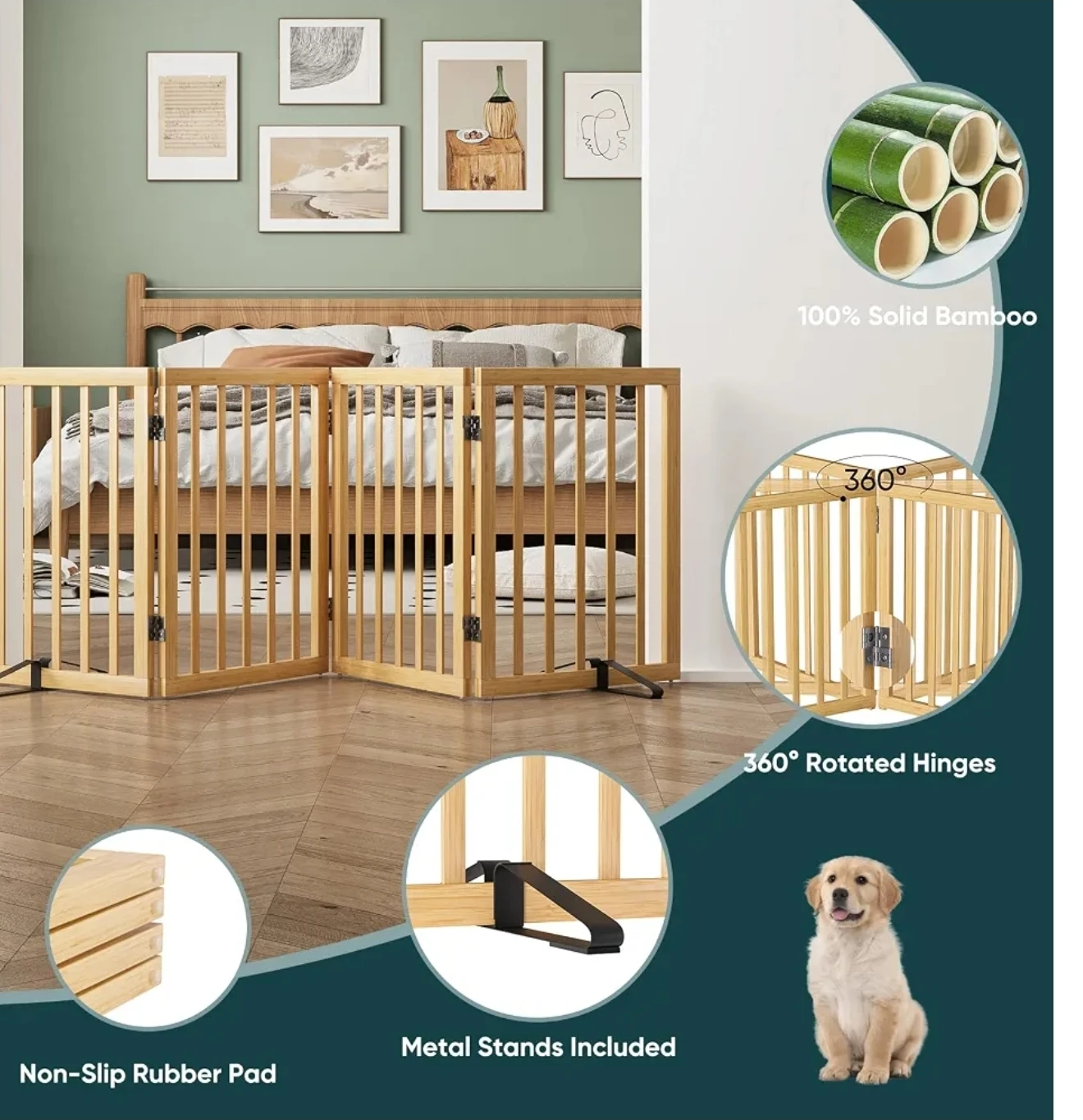 Babelio® 34" H Extra Tall No Bottom Bar Baby Gate, 26-43" W - photo 2