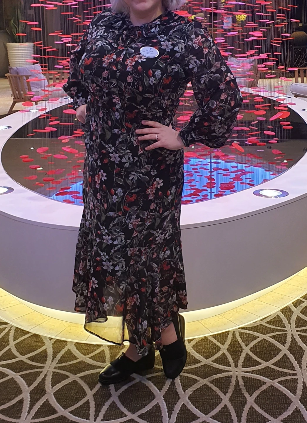Floral Long Sleeve Midi Dress, Size L - XL - photo 4