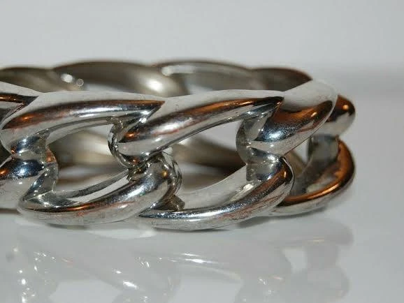 Silver-Tone Chunky Chain Link Hinge Bracelet