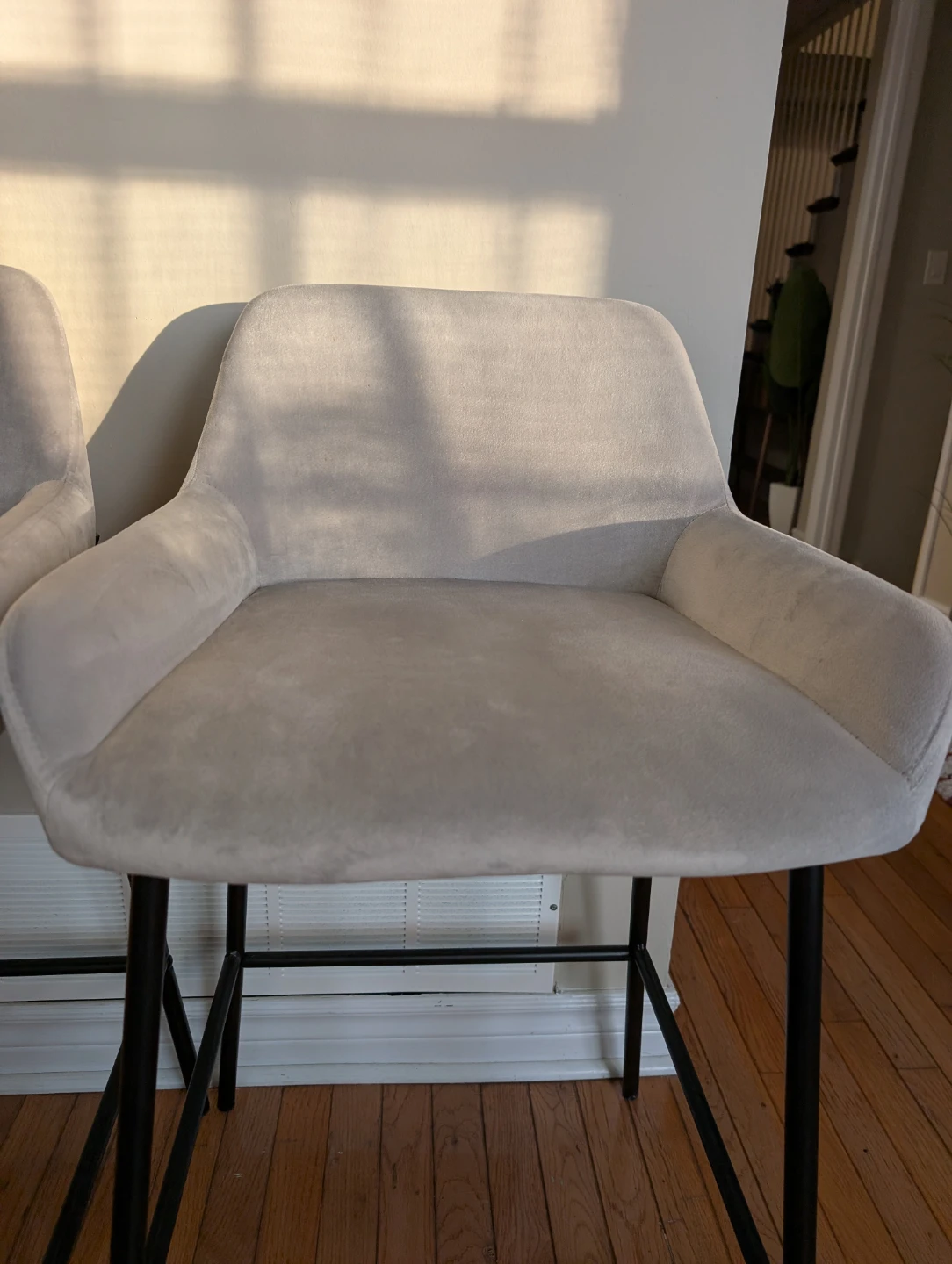 Pair of Grey Velvet Counter Stools, Hoft Home Sede - photo 5