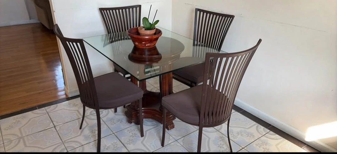 Free Glass Top Dining Table with Four Chairs delivery availabe - photo 2