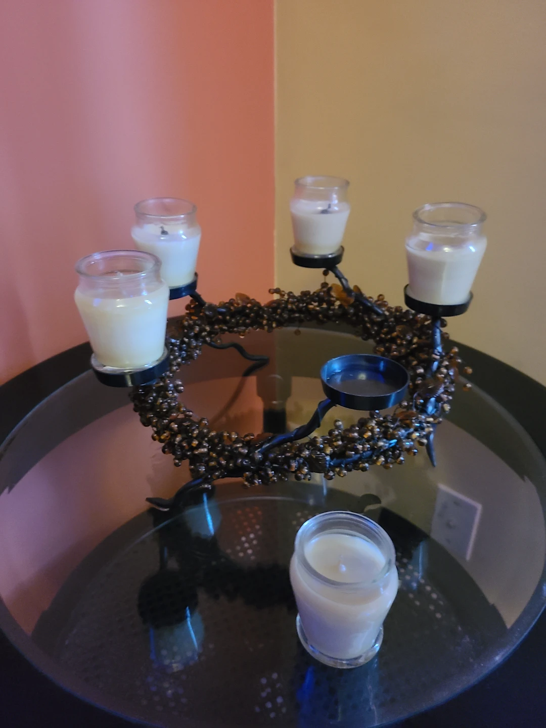 Decorative Bead Candle Wreath with Candle Holders - photo 4
