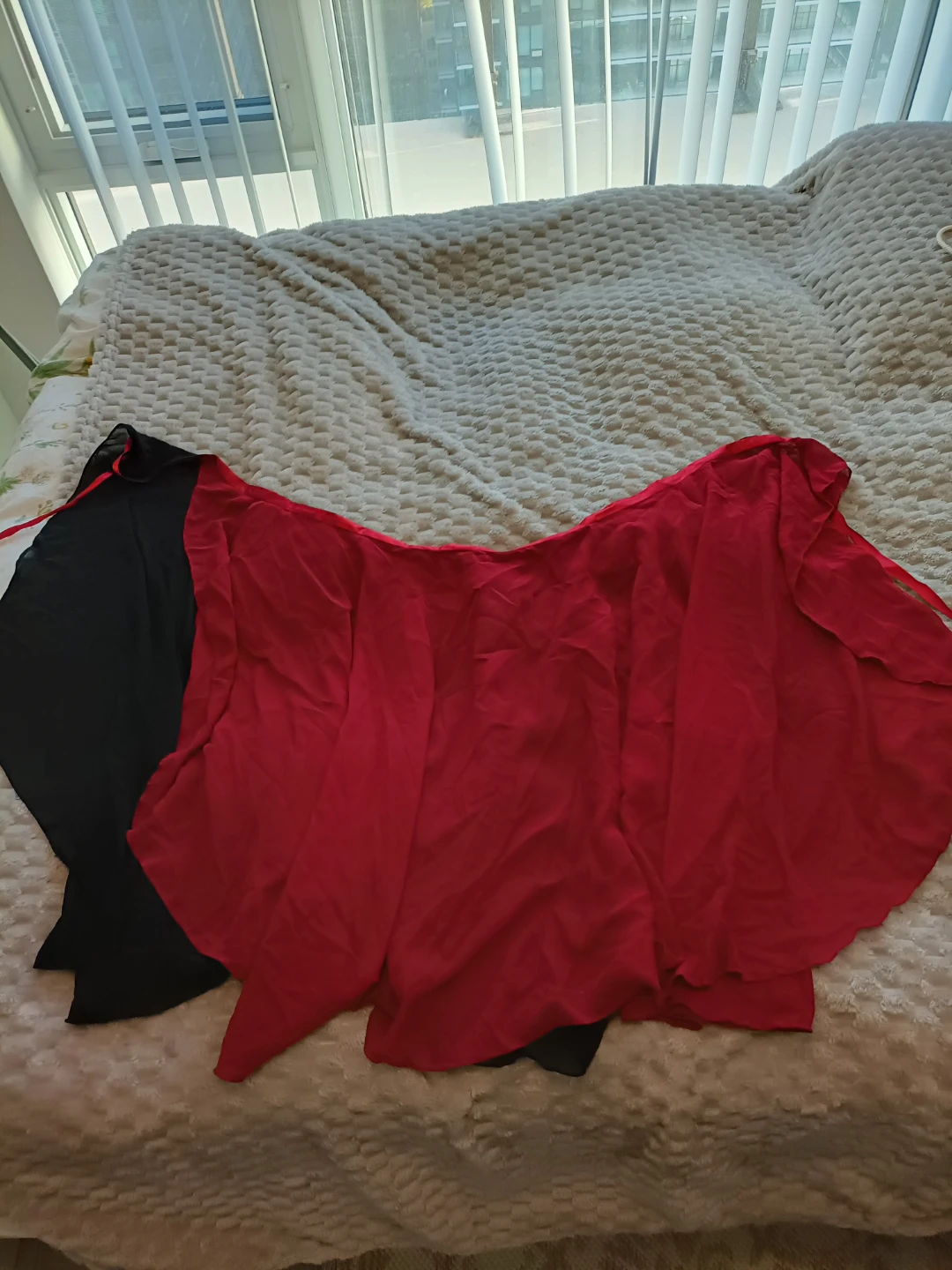Reversible Red and Black Chiffon Wrap Skirt - photo 3