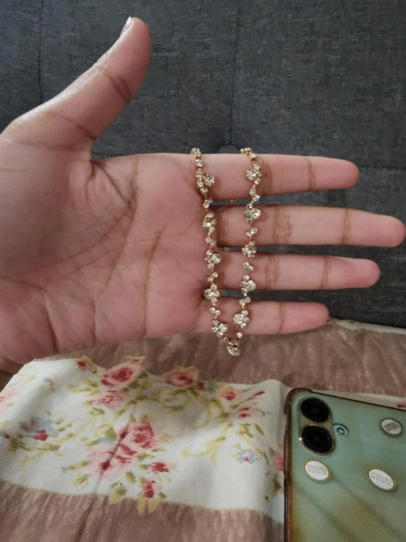Gold-tone crystal floral neckless