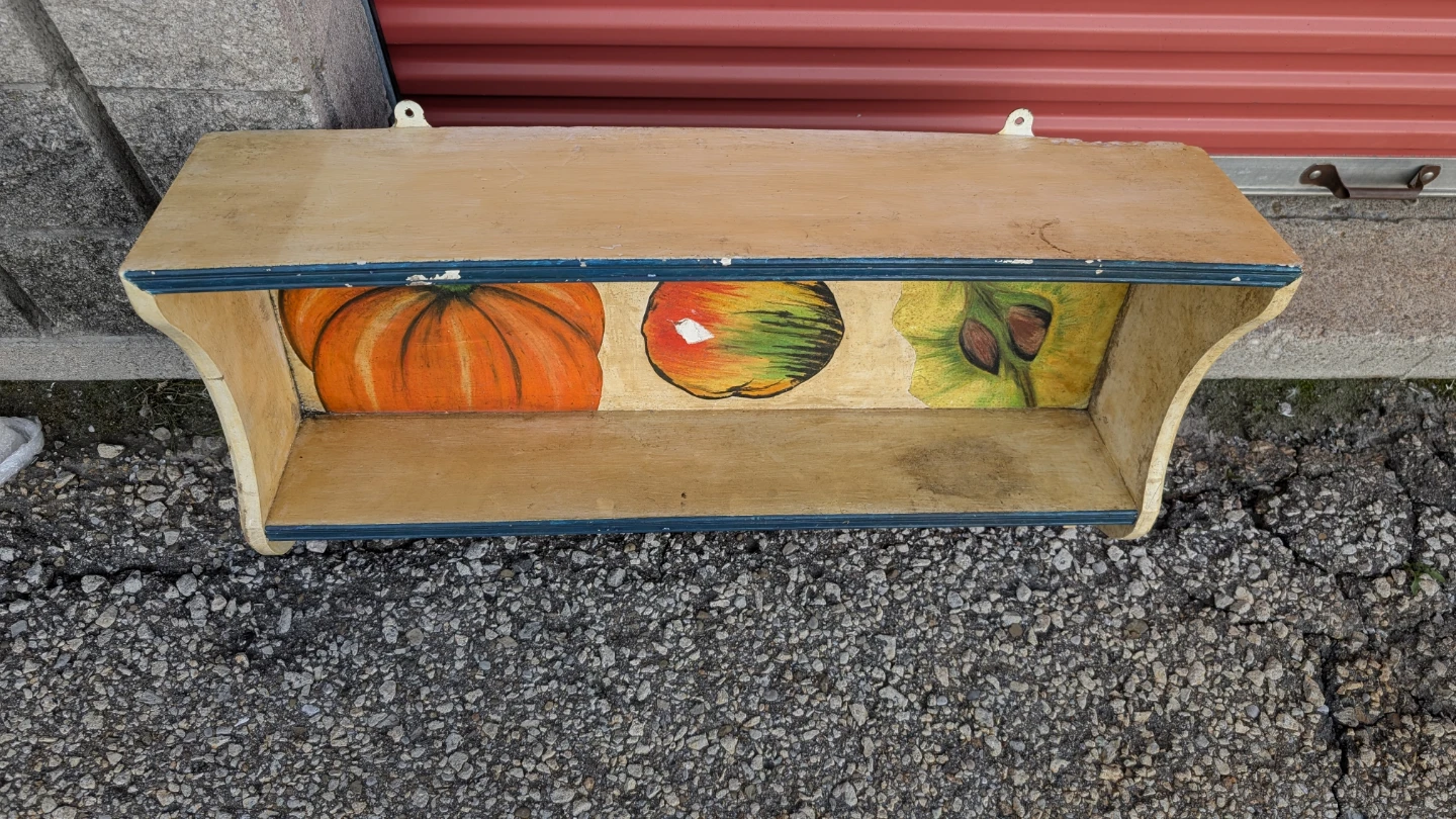 Wooden Wall Shelf with Hand-Painted Produce - photo 2