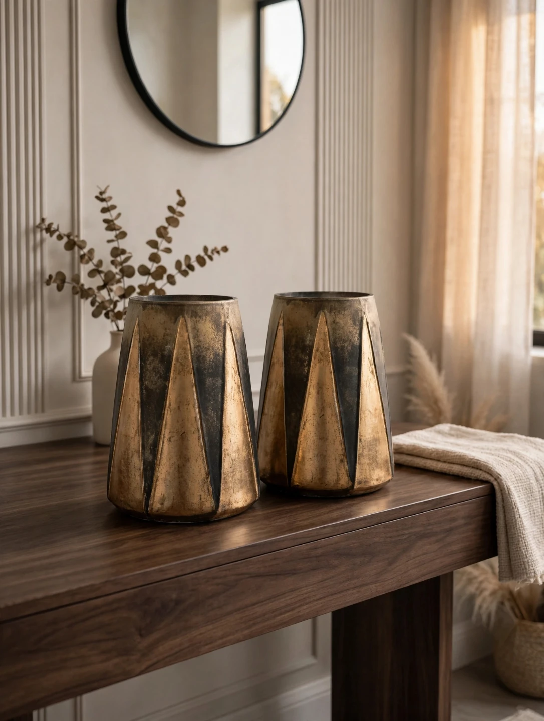 Set of Two Geometric Vases