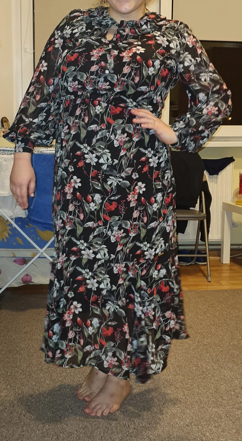 Floral Long Sleeve Midi Dress, Size L - XL - photo 5