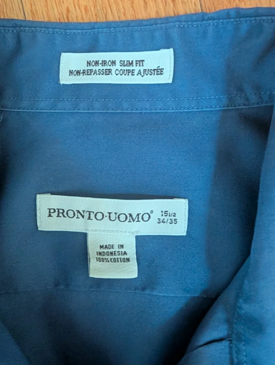 Non-Iron Slim Fit Dress Shirt Blue 15 1/2 34/35 - photo 2