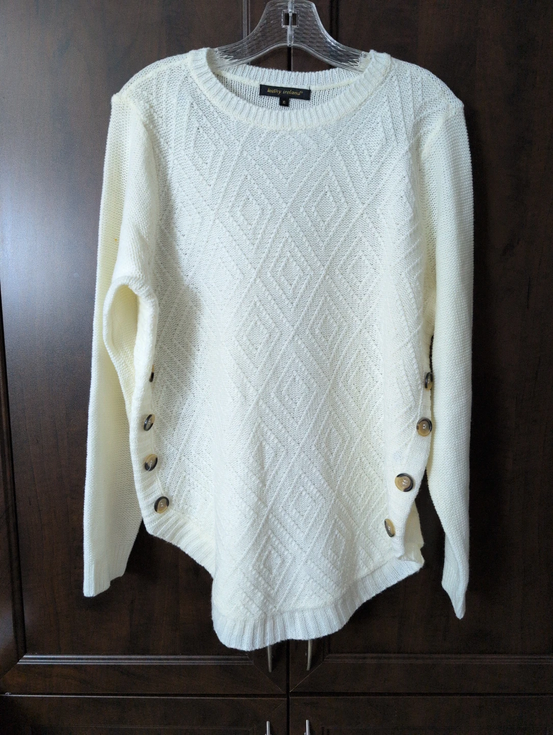 Kathy Ireland Cream Knit Sweater XL