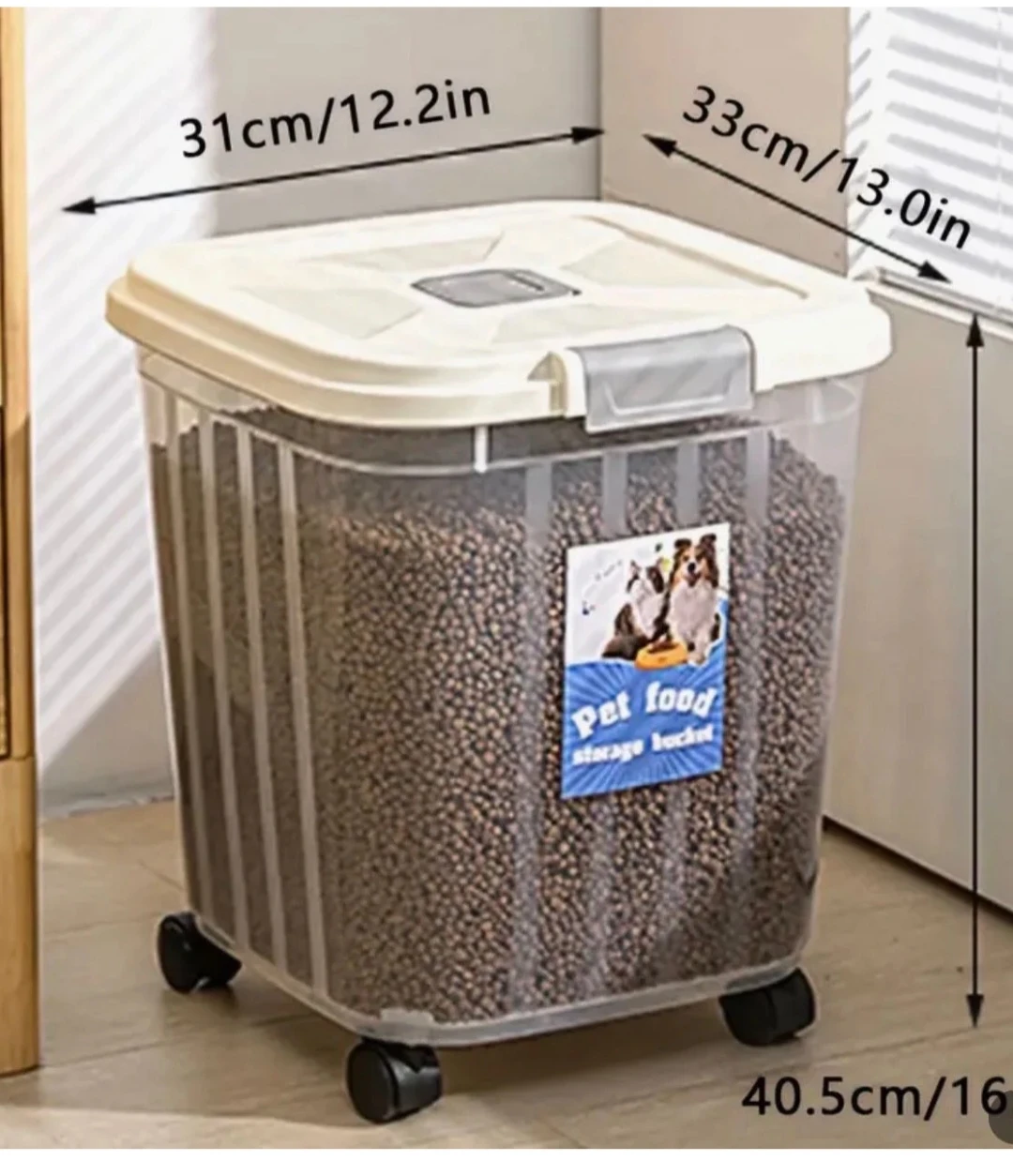 Pet Food Storage Bucket with Wheels